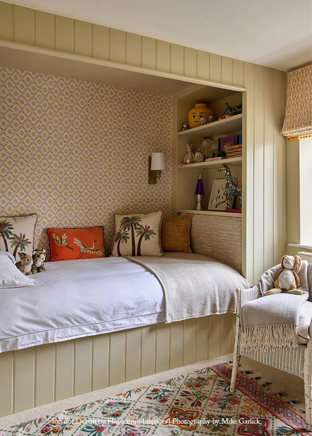 Folk Flower Wallpaper ~ Yellow / Terracotta