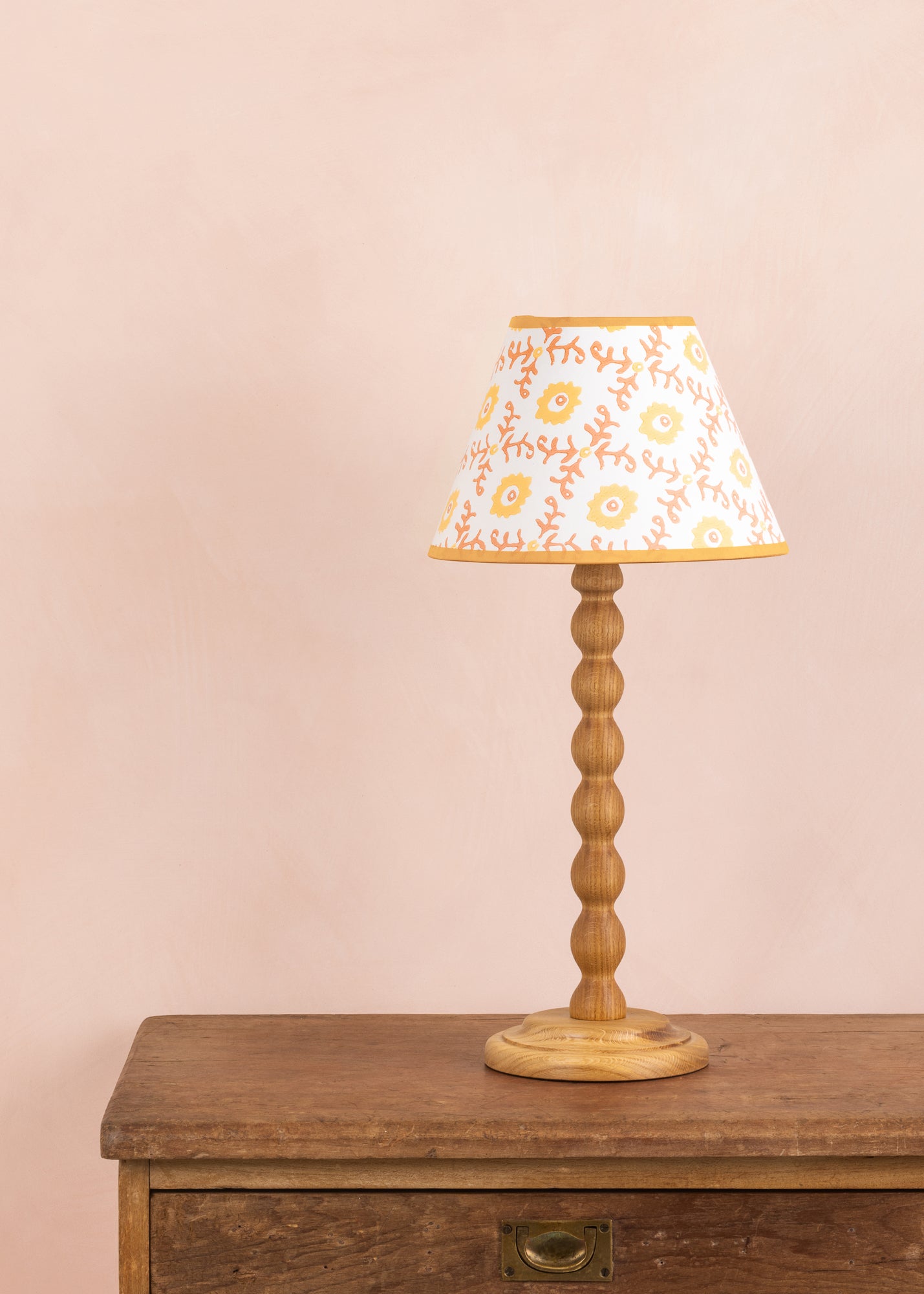 Folk Flower Lampshade ~ Yellow / Terracotta