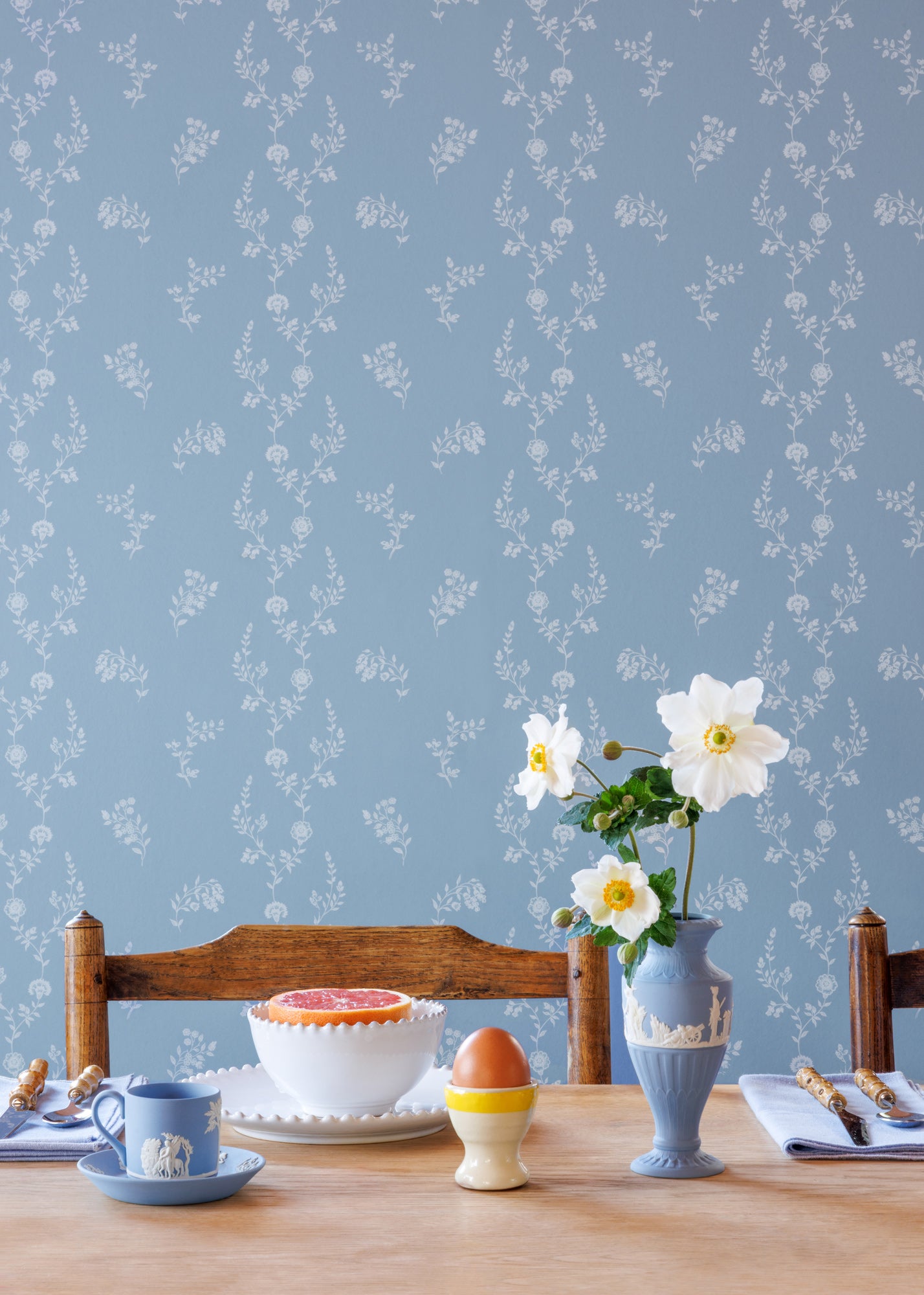 Indienne Lace Wallpaper ~ Jasper Blue