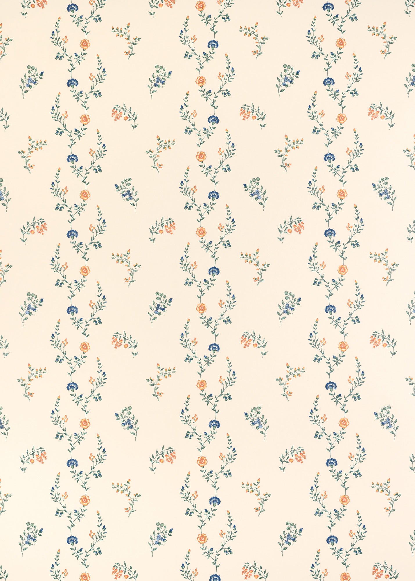 Indienne Vine Wallpaper ~ Marigold / Cornflower