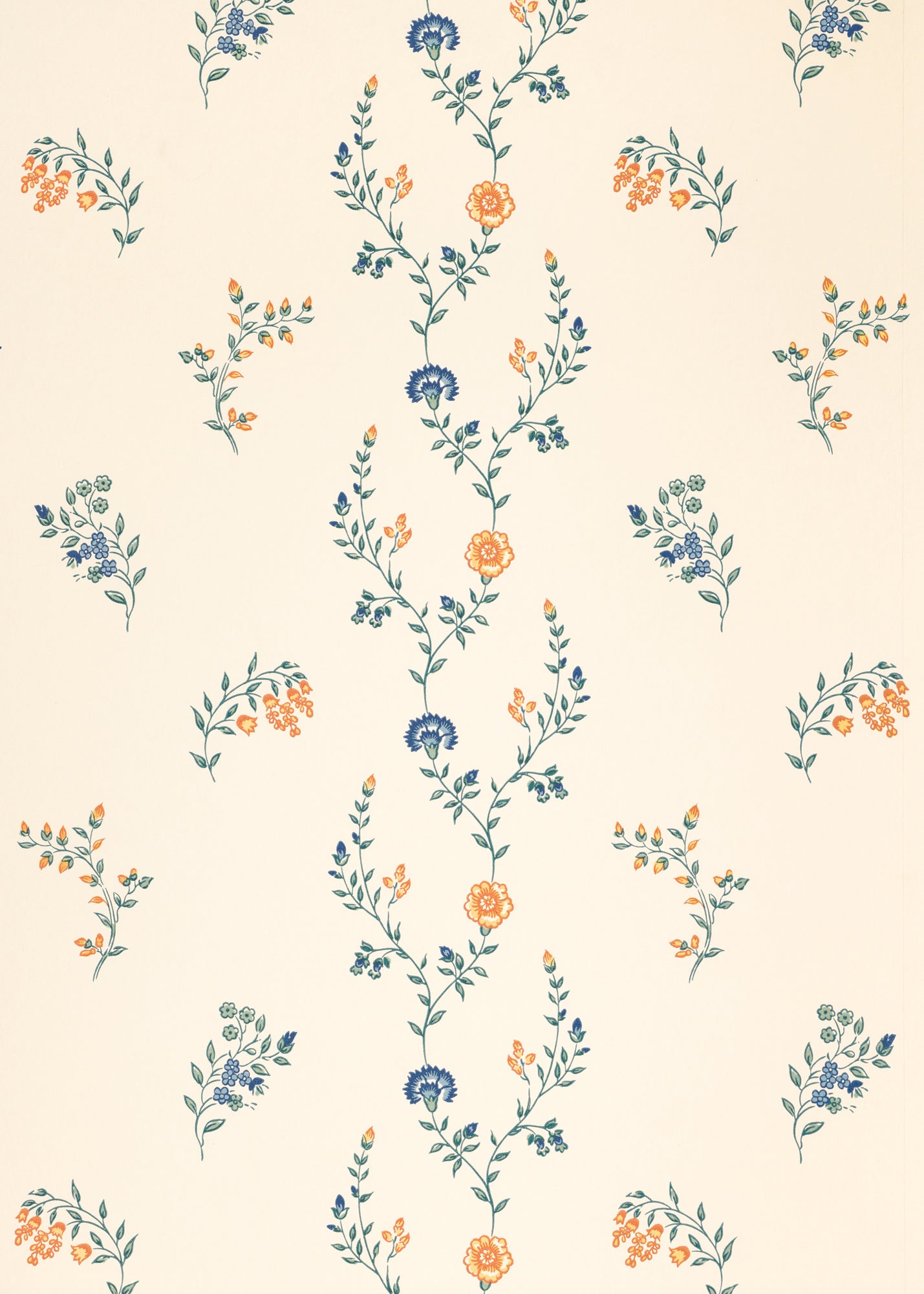 Indienne Vine Wallpaper ~ Marigold / Cornflower