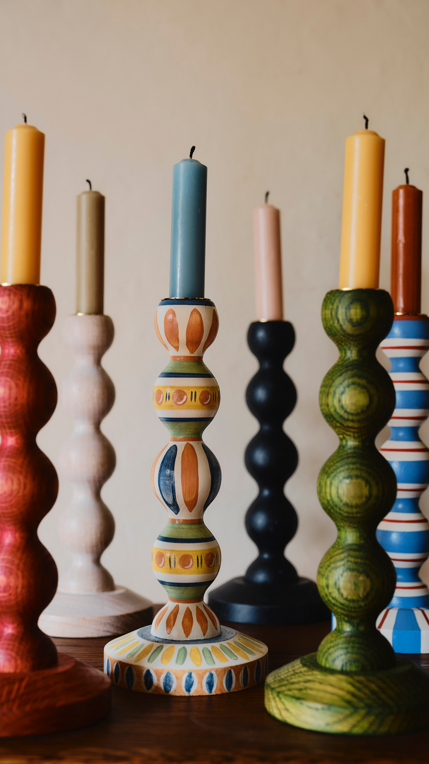 Bobbin Candlestick ~ Red Oak