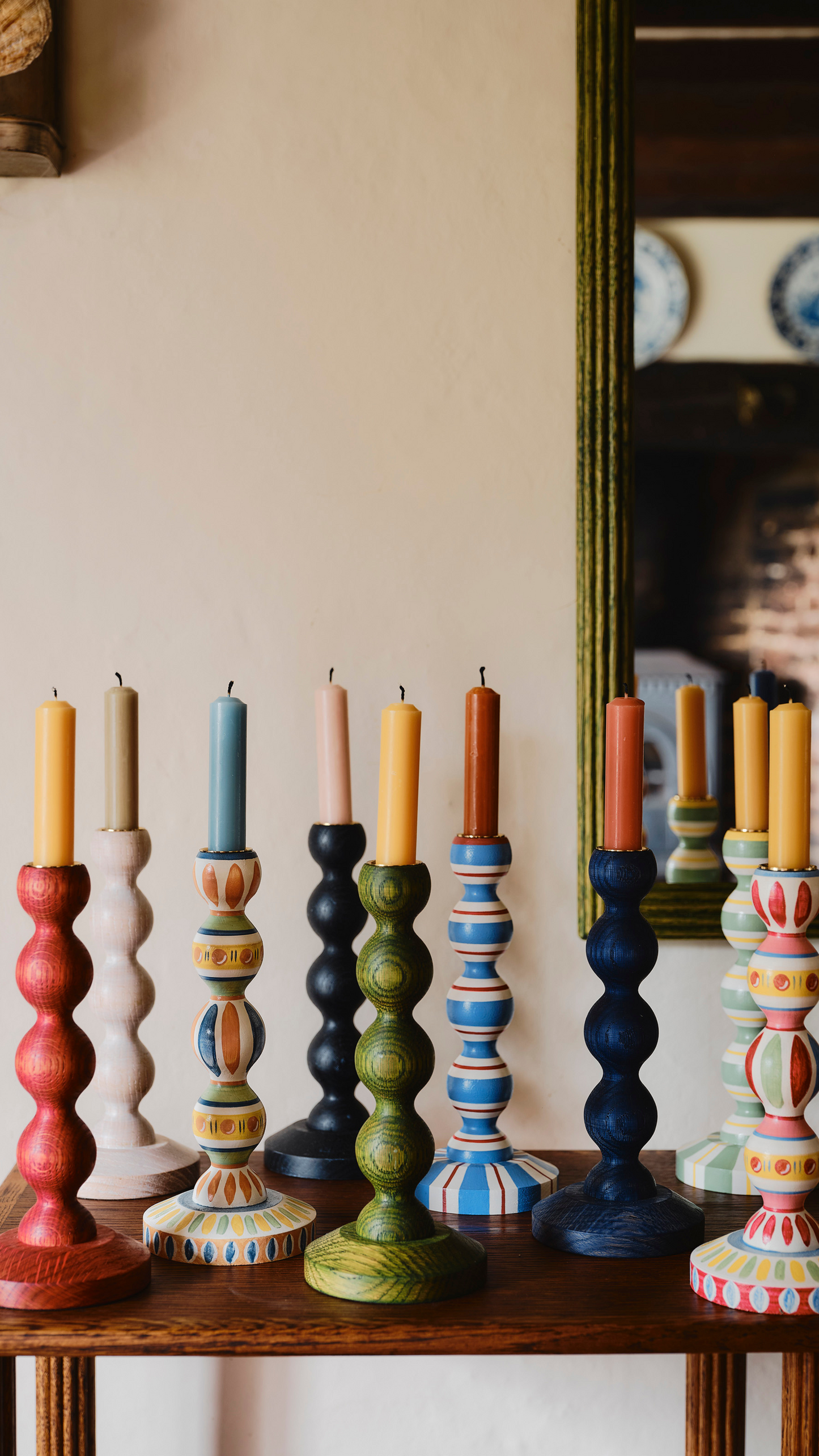 Bobbin Candlestick ~ Red Oak