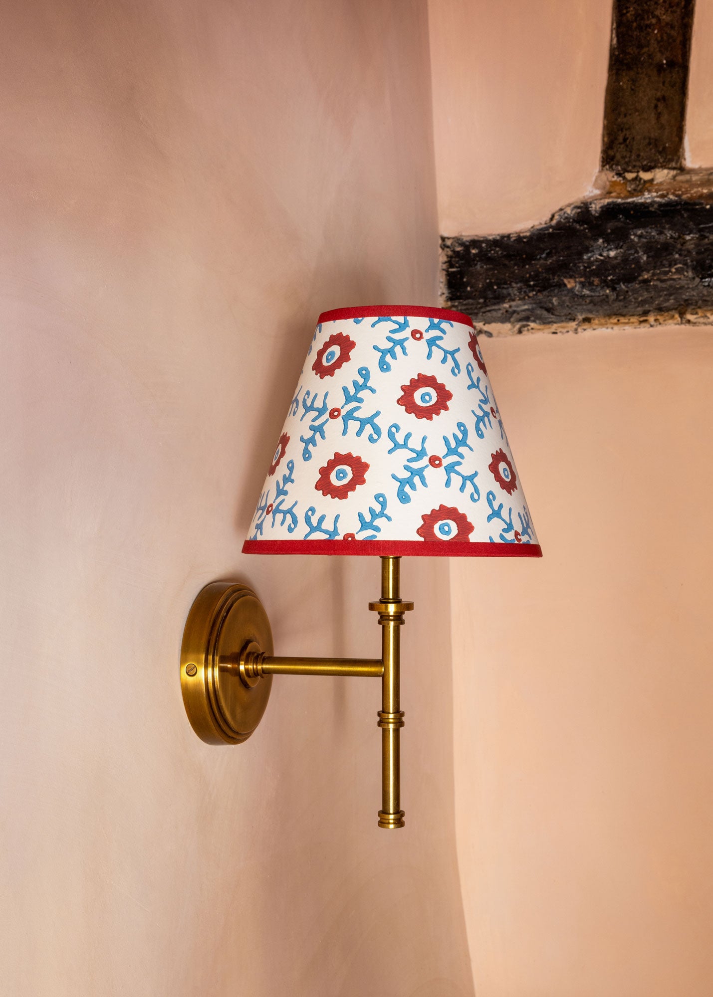 Folk Flower Lampshade ~ Red / Blue