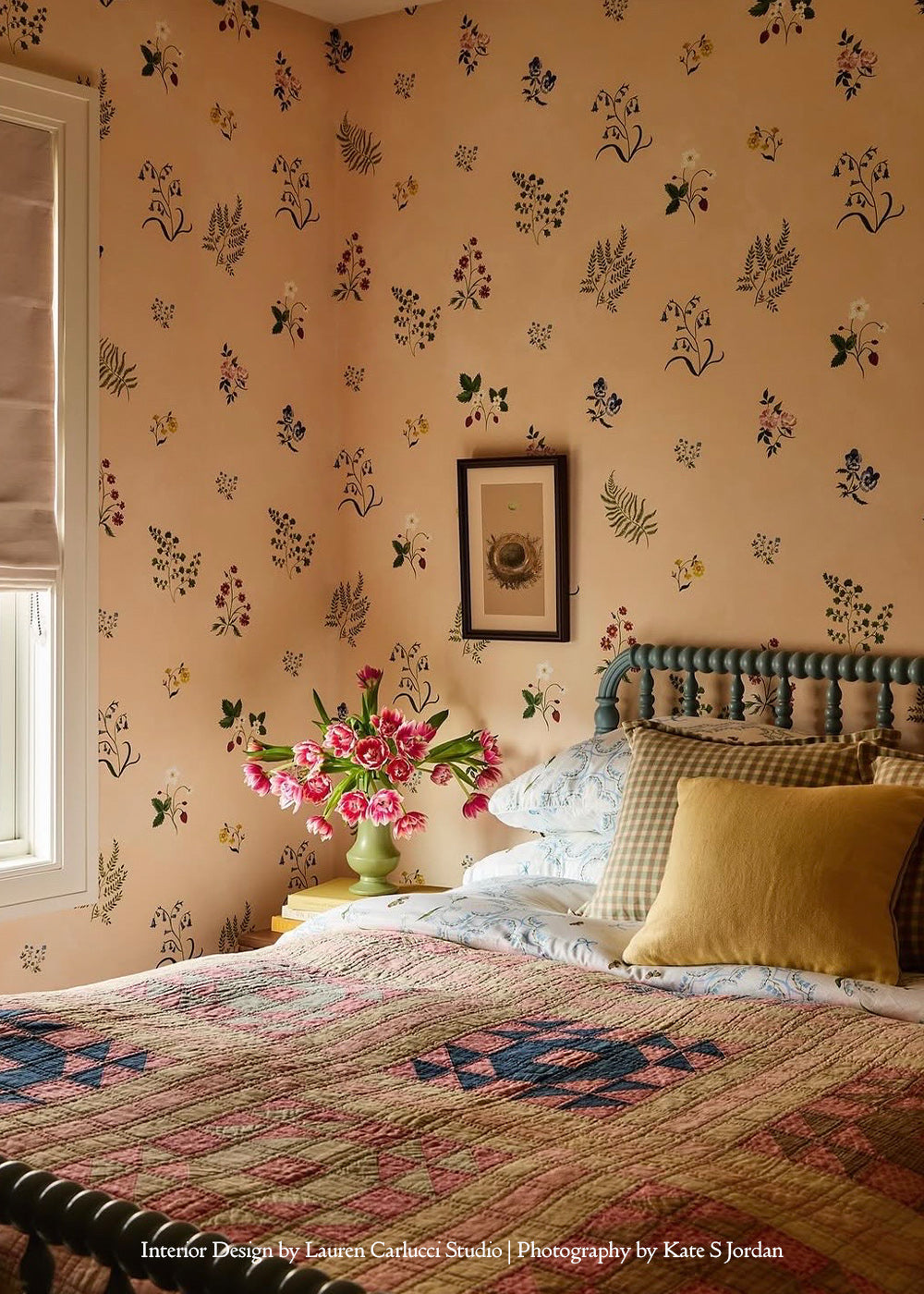 Herbarium Wildflower Wallpaper ~ Blush