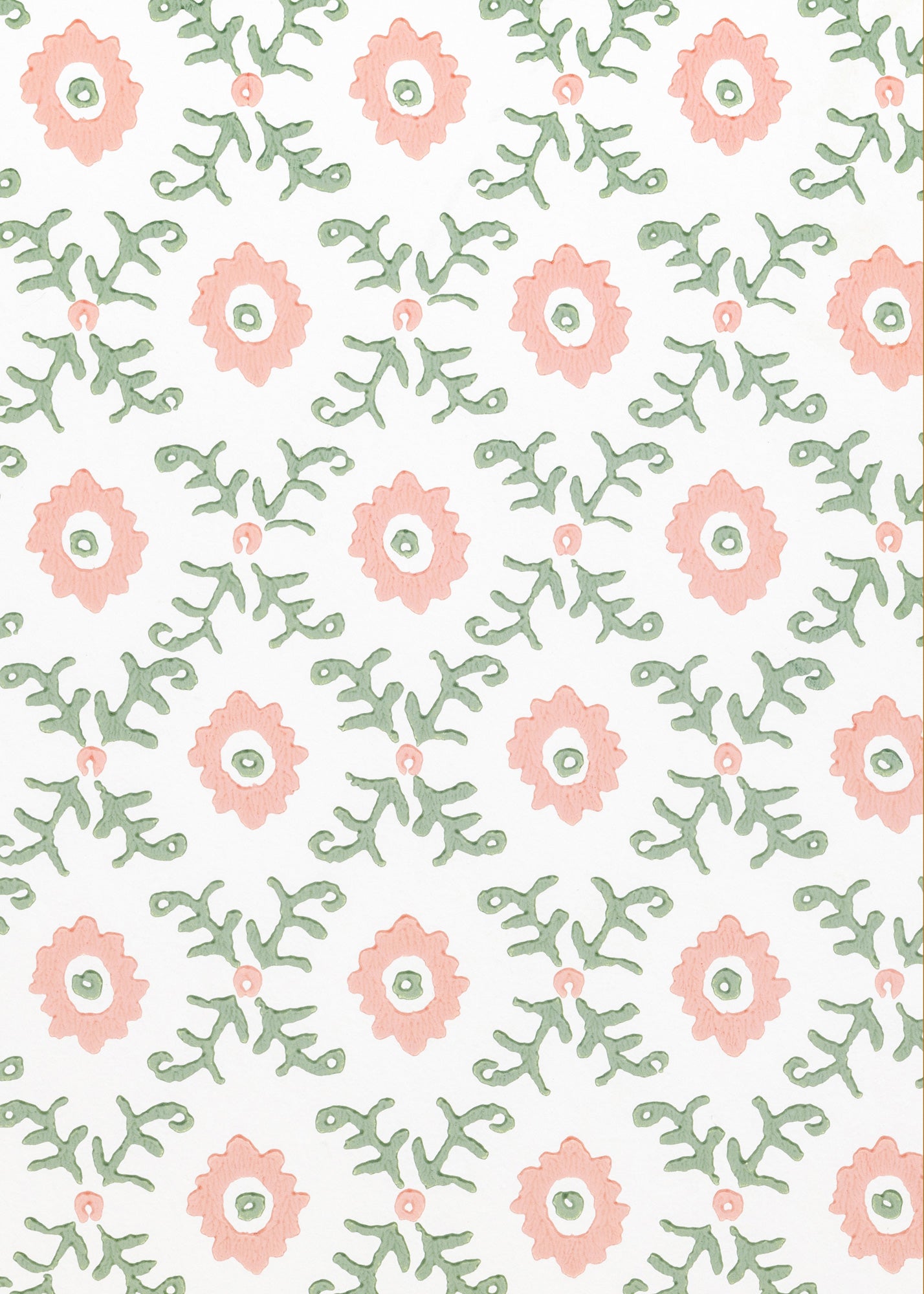 Folk Flower Pendant Lampshade ~ Pink / Green