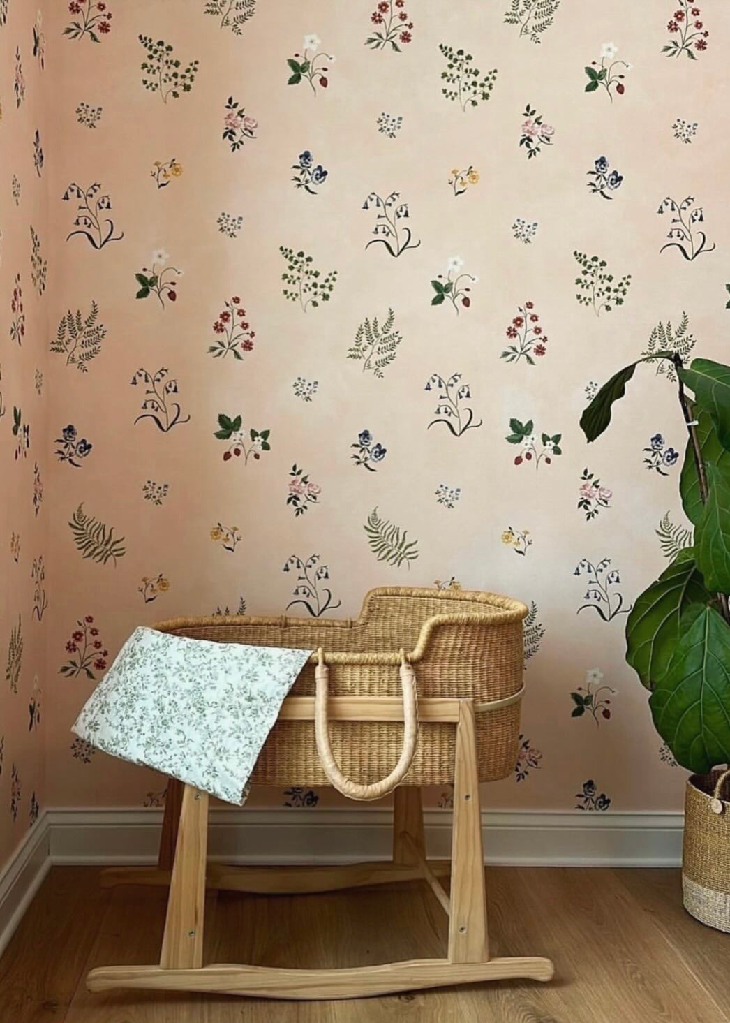 Herbarium Wildflower Wallpaper ~ Blush
