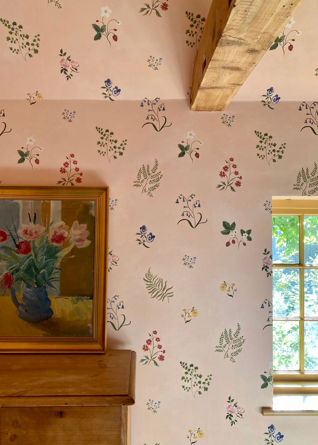Herbarium Wildflower Wallpaper ~ Blush