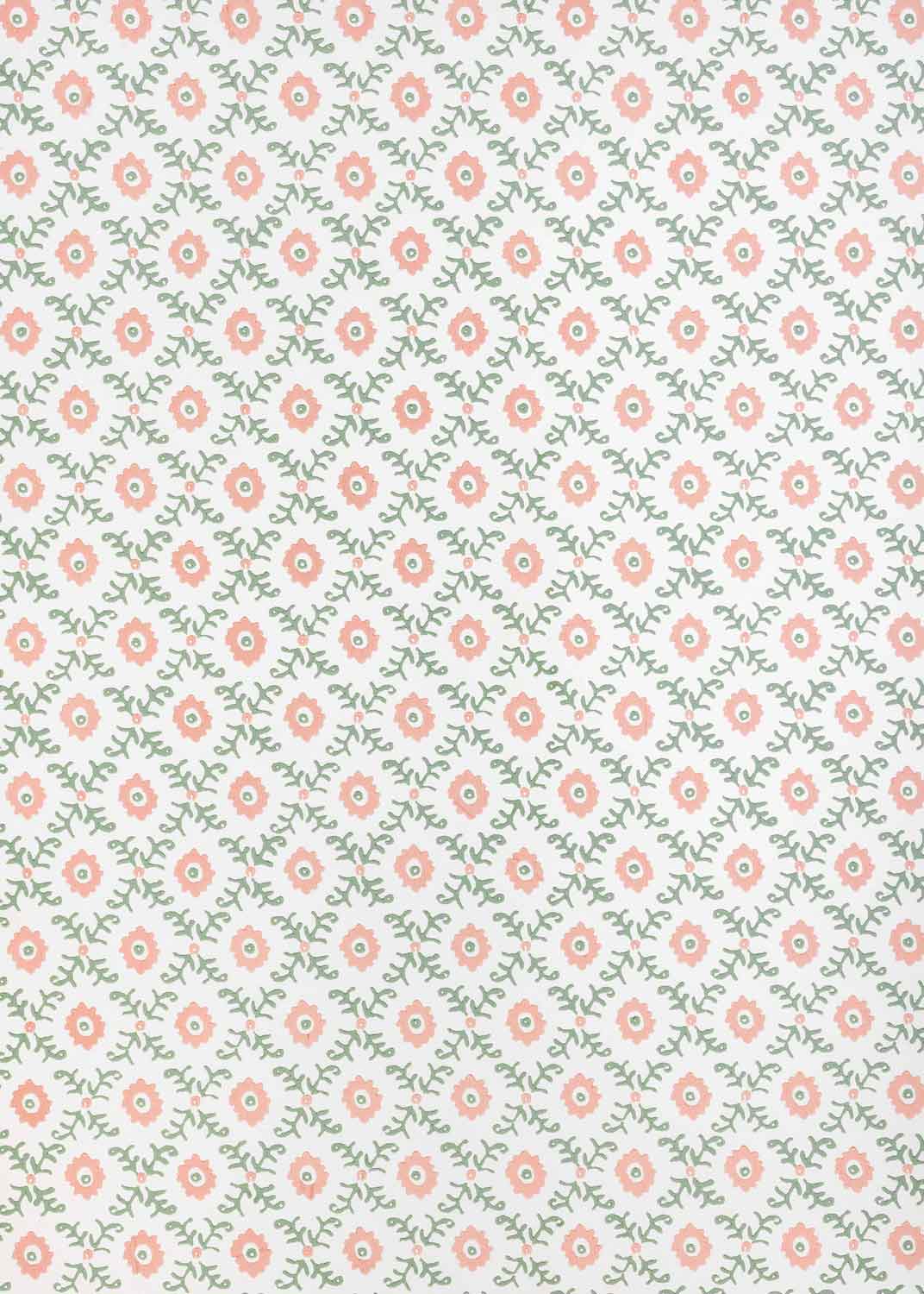 Folk Flower Wallpaper ~ Pink / Green