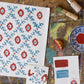 Folk Flower Lampshade ~ Red / Blue