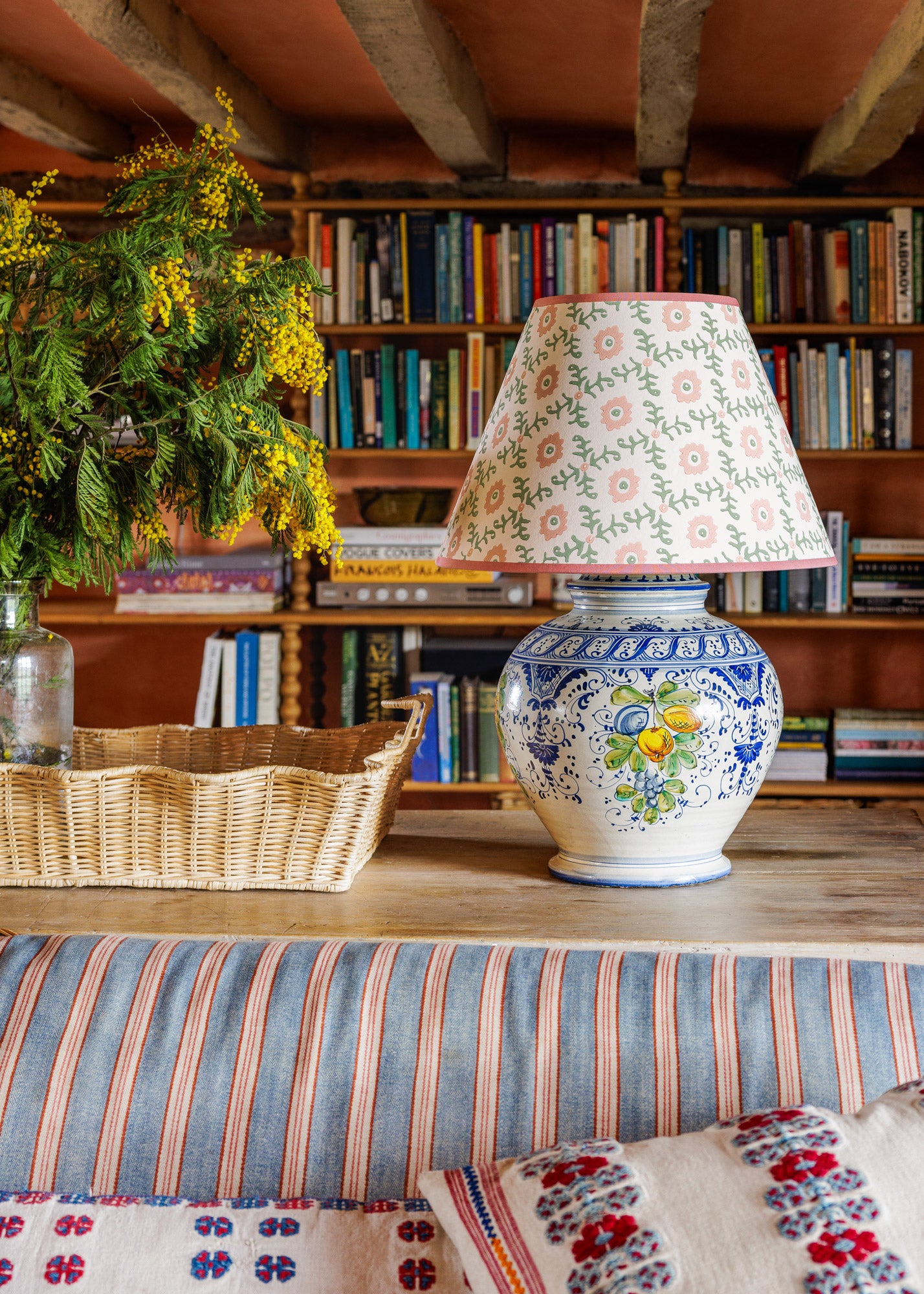 Folk Flower Lampshade ~ Pink / Green