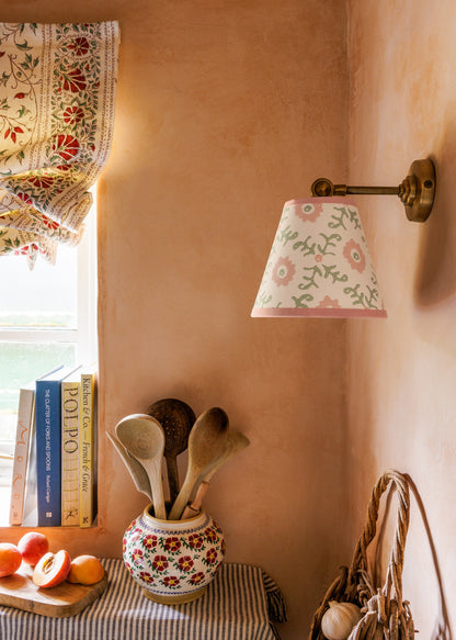 Folk Flower Mini Lampshade ~ Pink / Green
