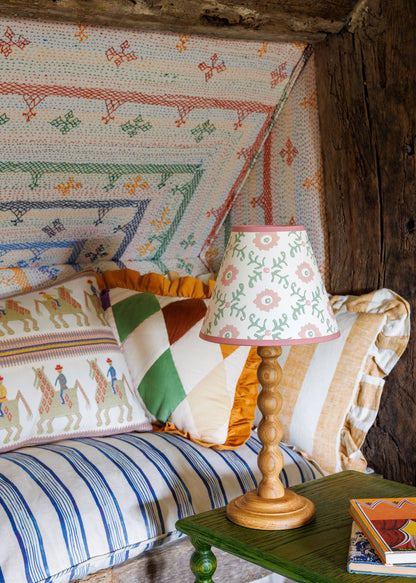 Folk Flower Lampshade ~ Pink / Green