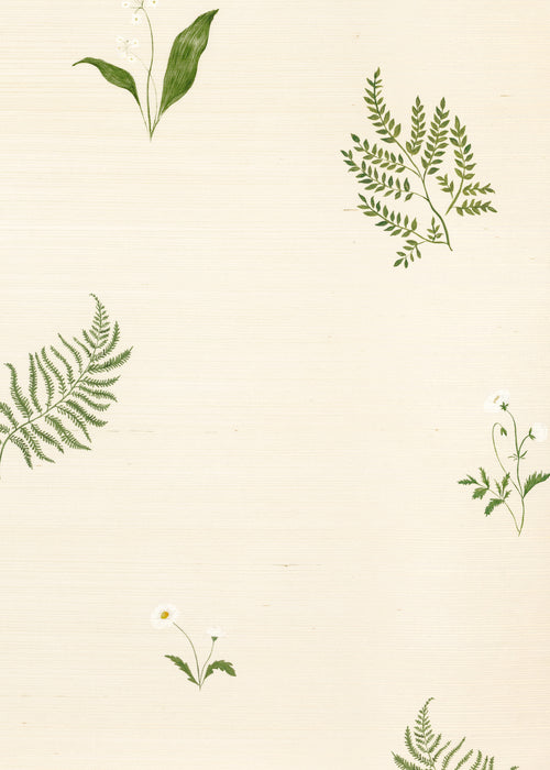 Herbarium Forest Grasscloth Wallpaper ~ Ivory