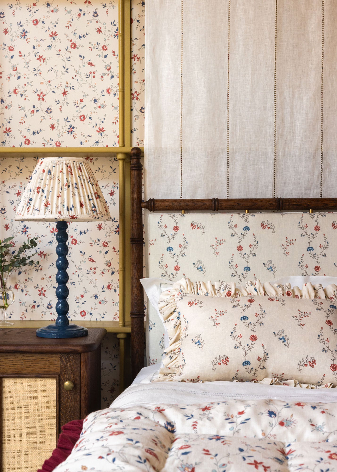 Indienne Vine Fabric ~ Crimson / Rose