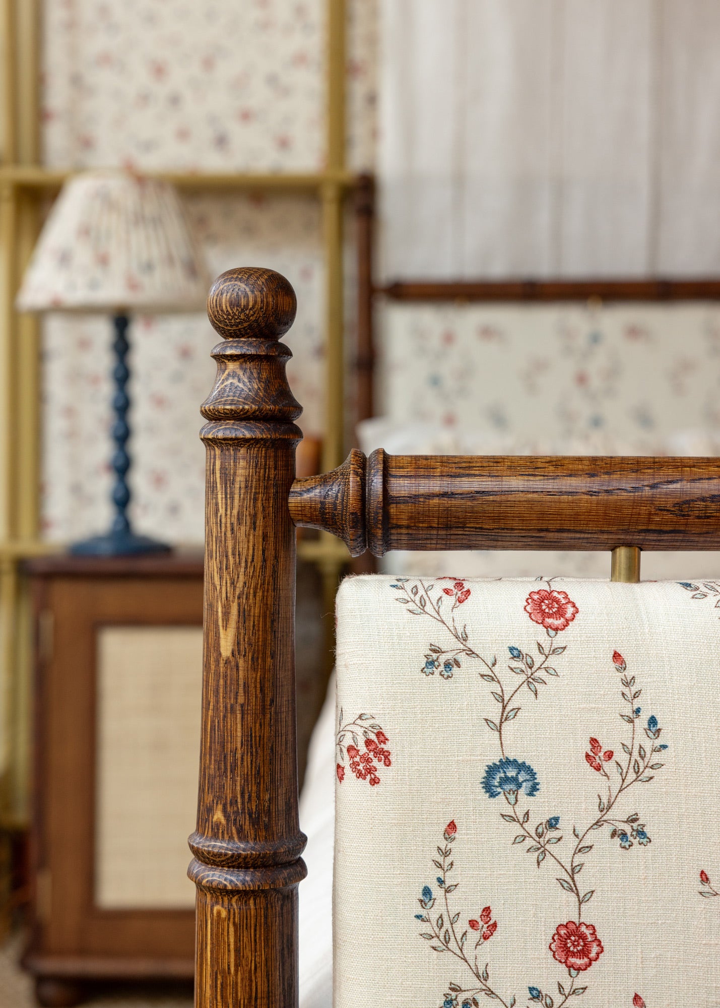 Indienne Vine Fabric ~ Ruby / Indigo