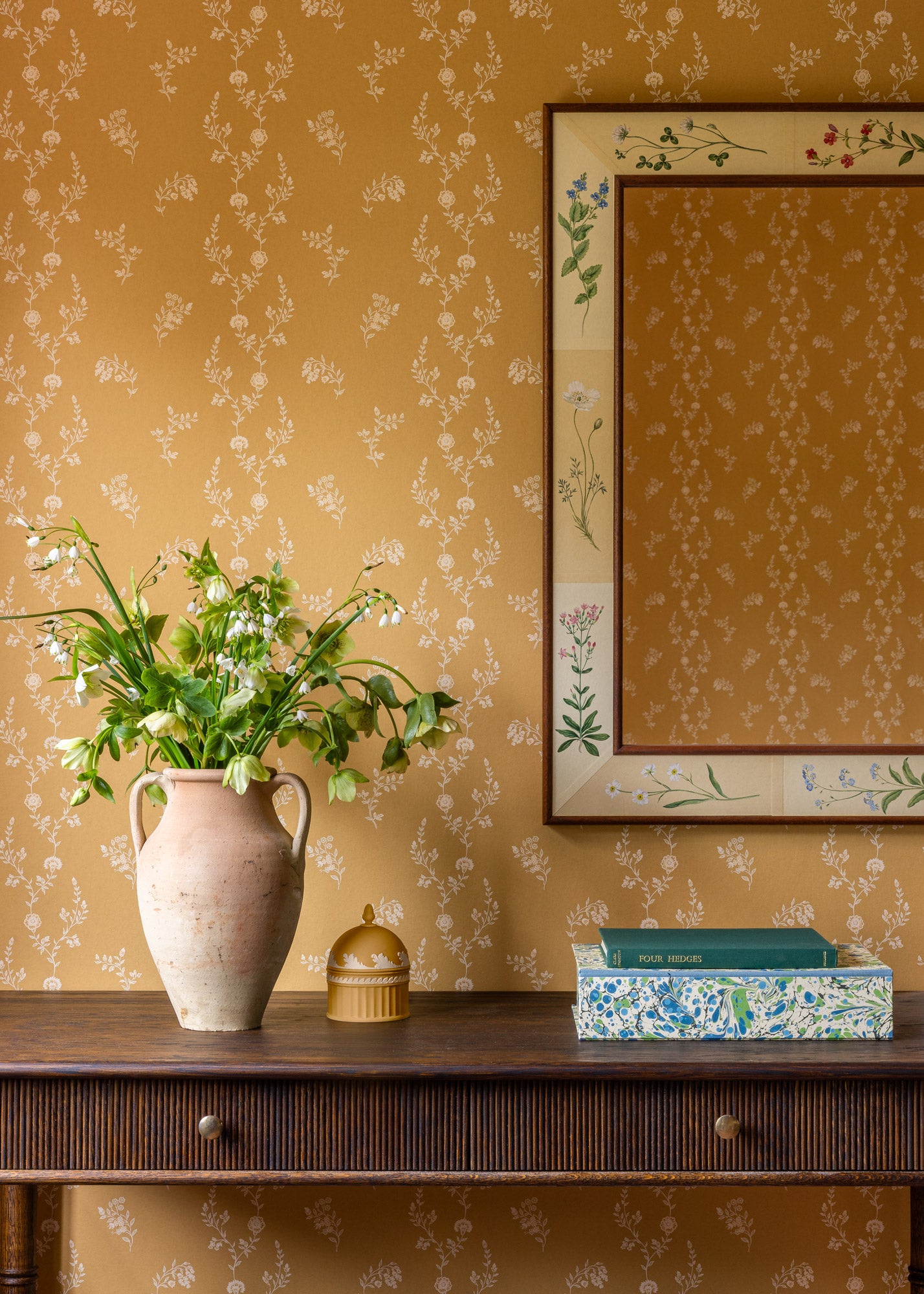 Indienne Lace Wallpaper ~ Yellow Ochre