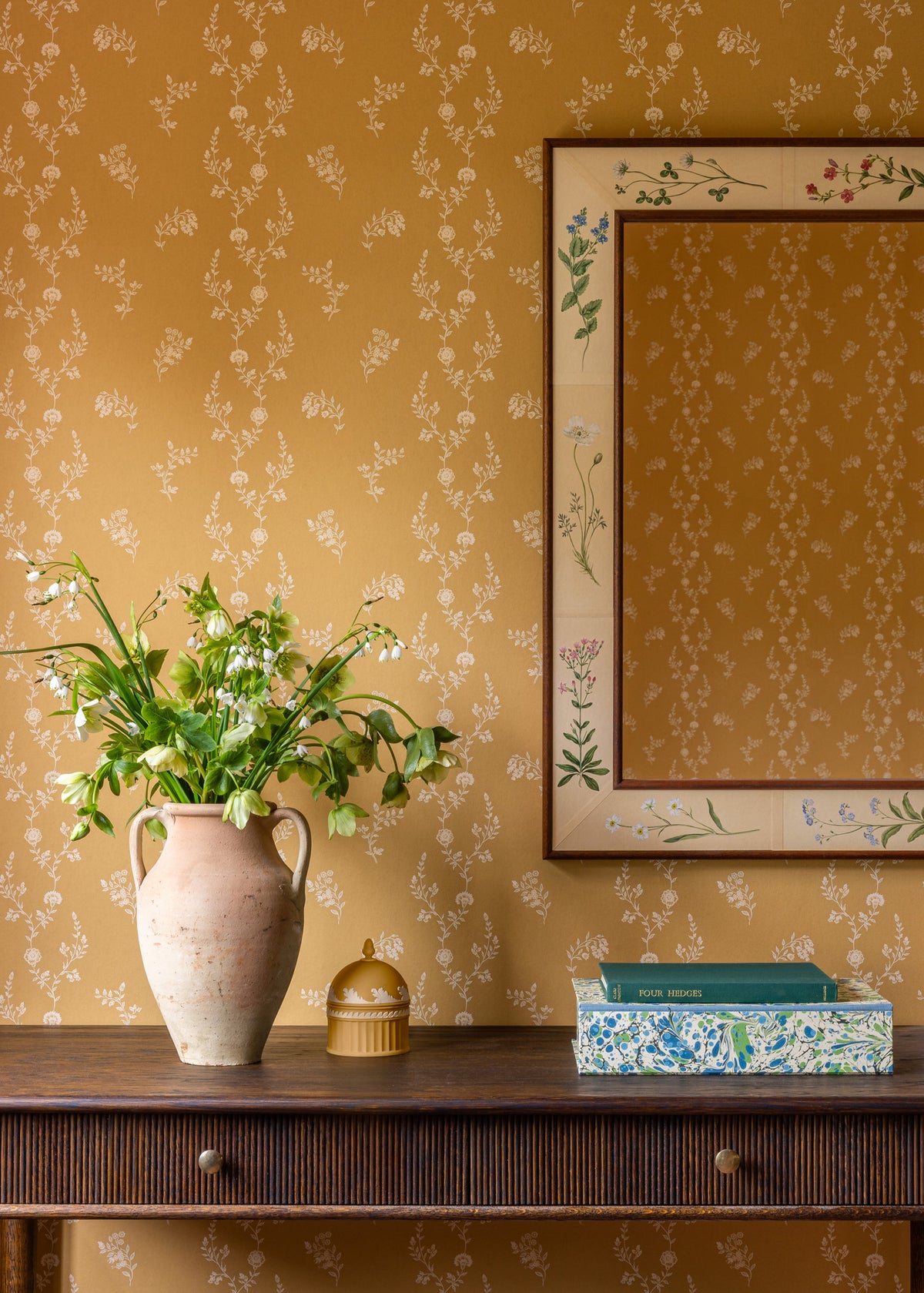 Indienne Lace Wallpaper ~ Yellow Ochre