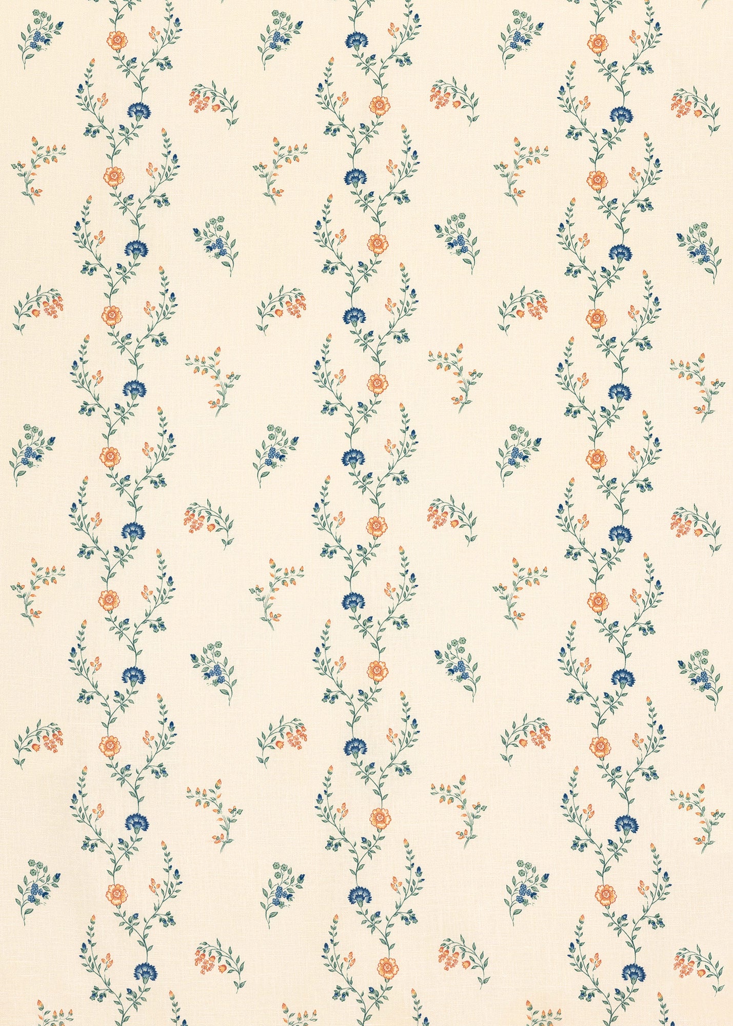 Indienne Vine Fabric ~ Marigold / Cornflower