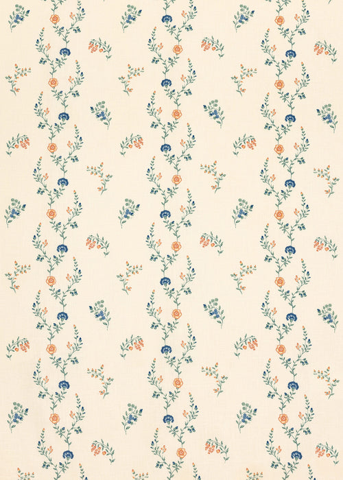 Indienne Vine Fabric ~ Marigold / Cornflower