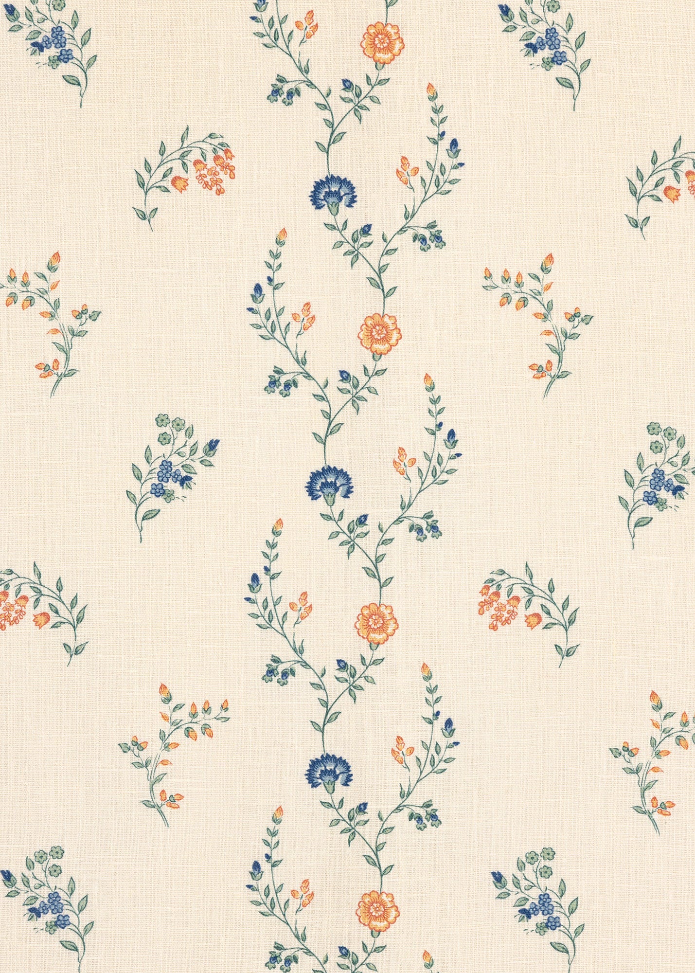 Indienne Vine Fabric ~ Marigold / Cornflower
