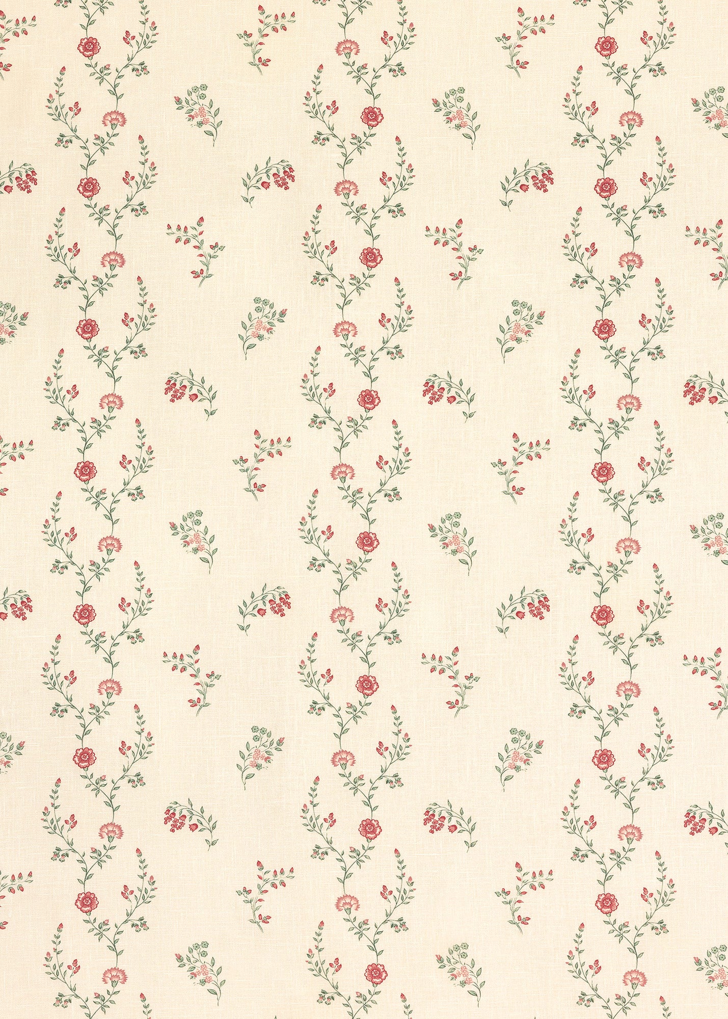 Indienne Vine Fabric ~ Crimson / Rose