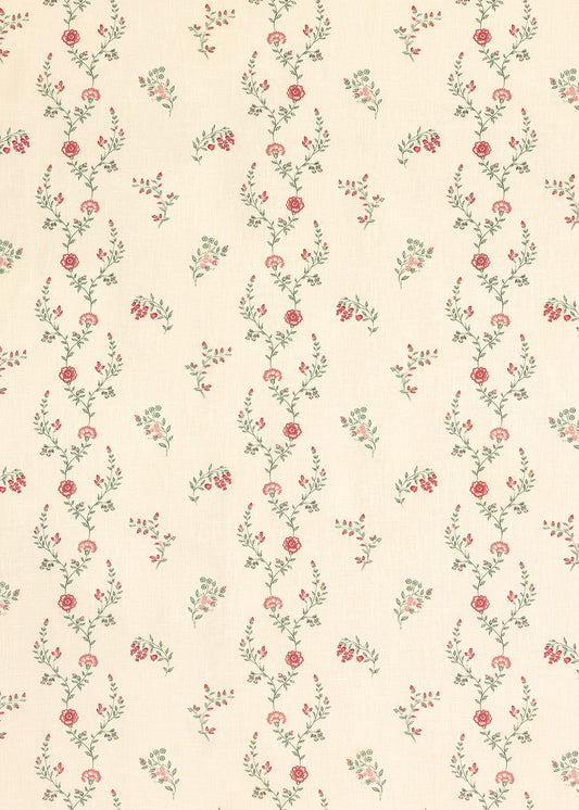 Indienne Vine Fabric ~ Crimson / Rose