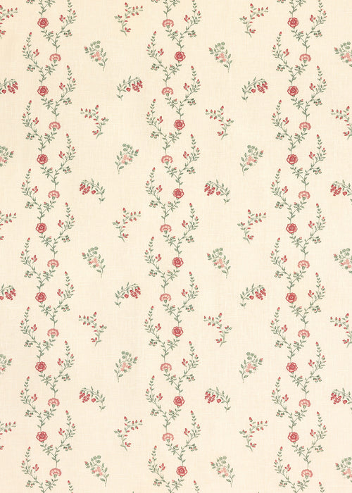 Indienne Vine Fabric ~ Crimson / Rose