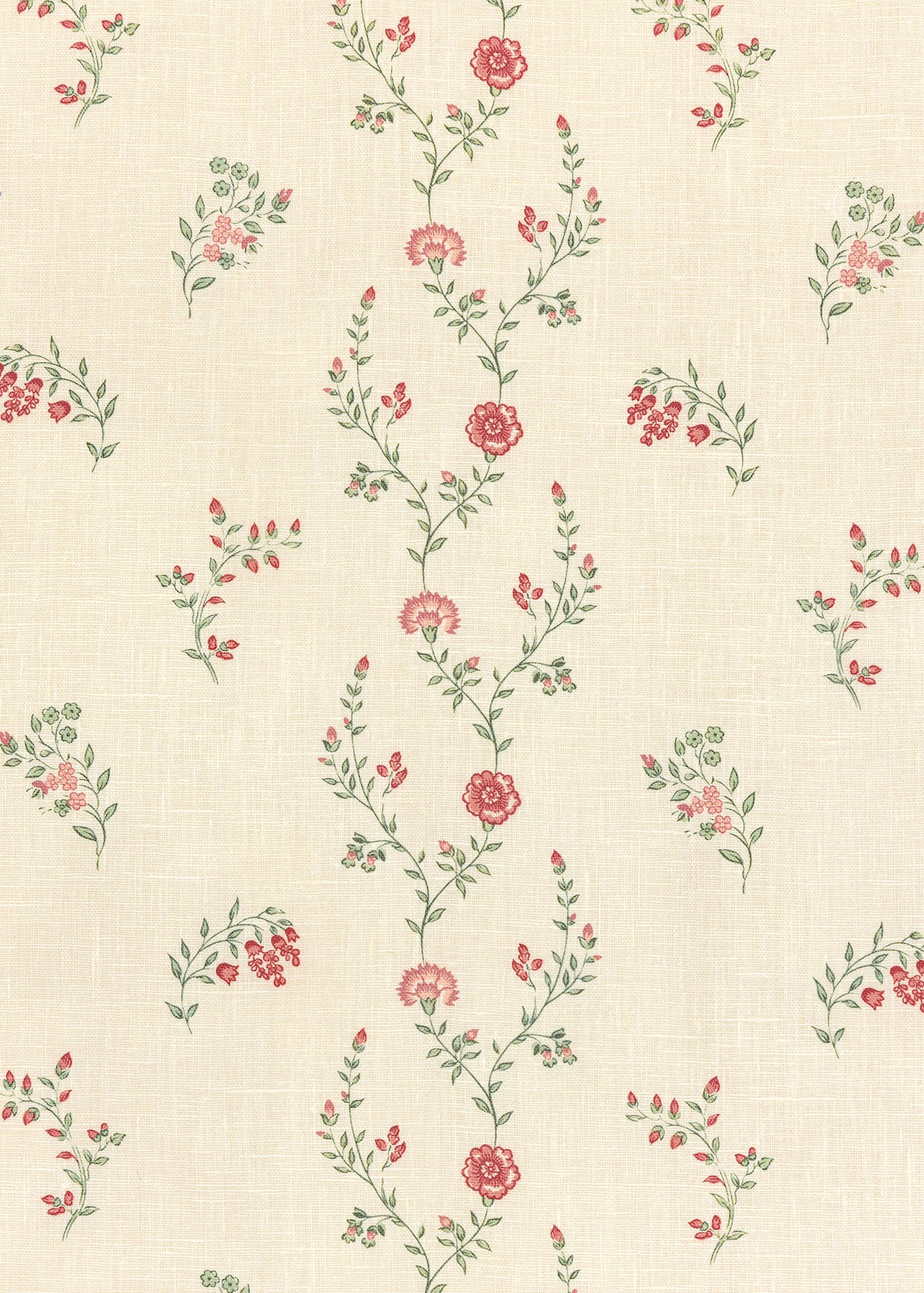 Indienne Vine Fabric ~ Crimson / Rose