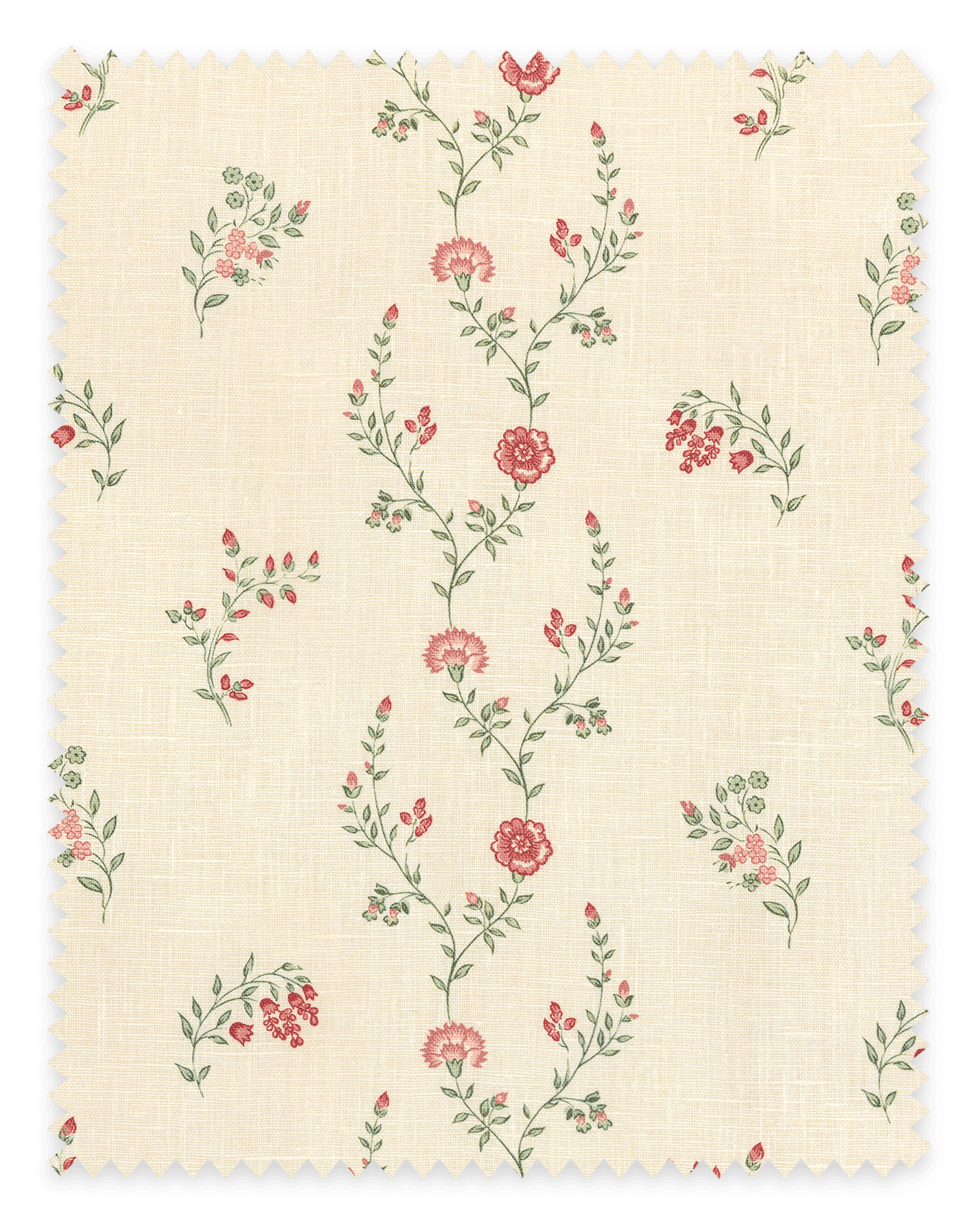 Indienne Vine Fabric ~ Crimson / Rose
