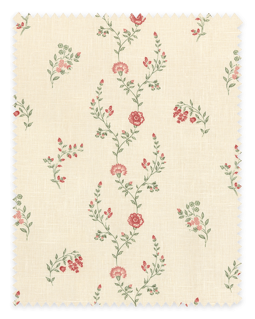 Indienne Vine Fabric ~ Crimson / Rose