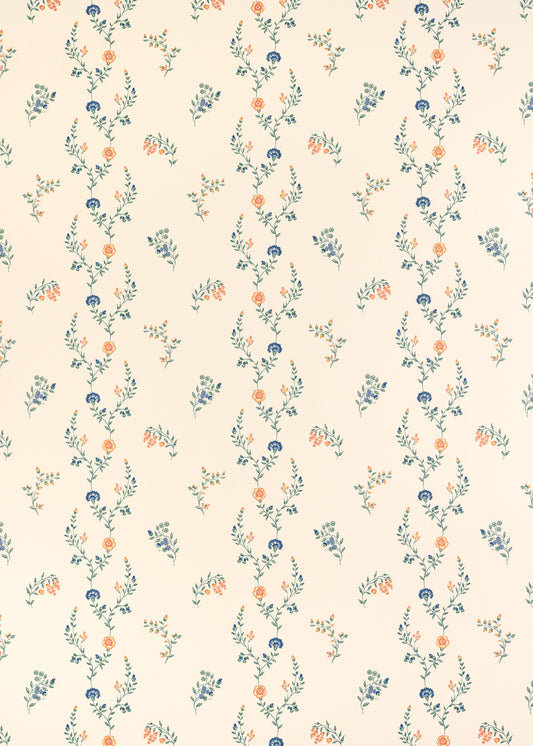 Indienne Vine Wallpaper ~ Marigold / Cornflower
