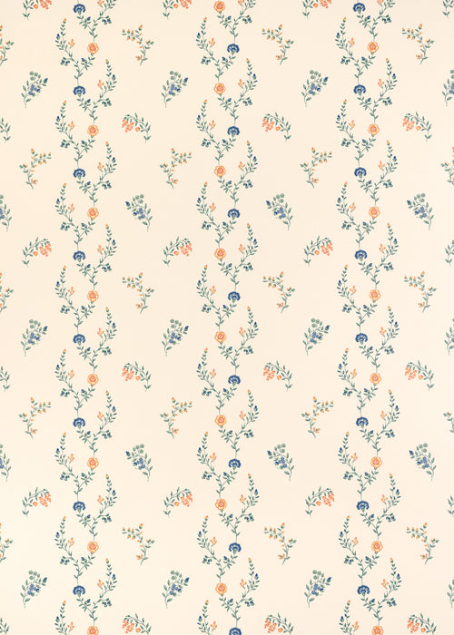 Indienne Vine Wallpaper ~ Marigold / Cornflower