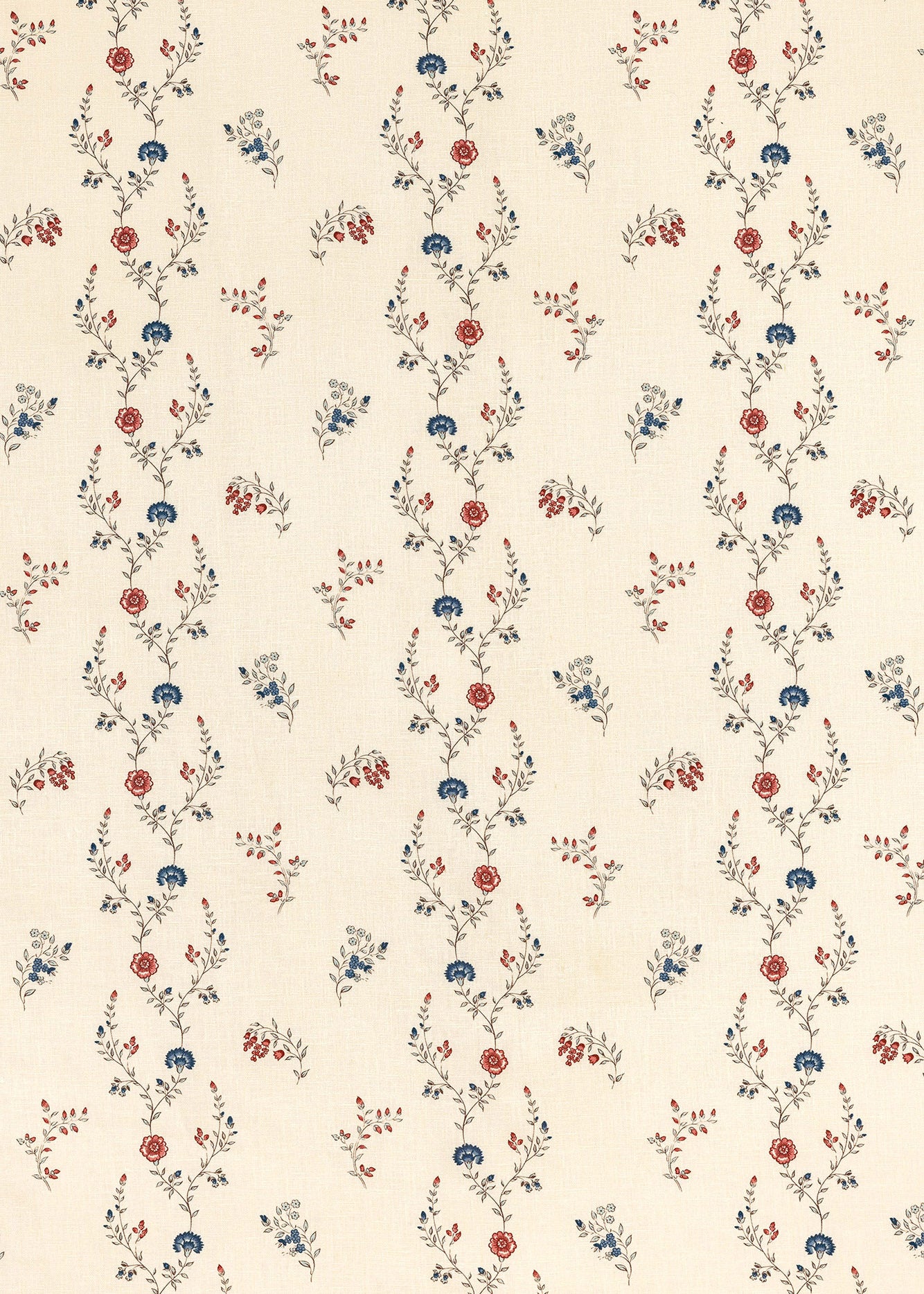 Indienne Vine Fabric ~ Ruby / Indigo