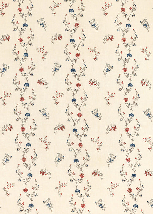 Indienne Vine Fabric ~ Ruby / Indigo