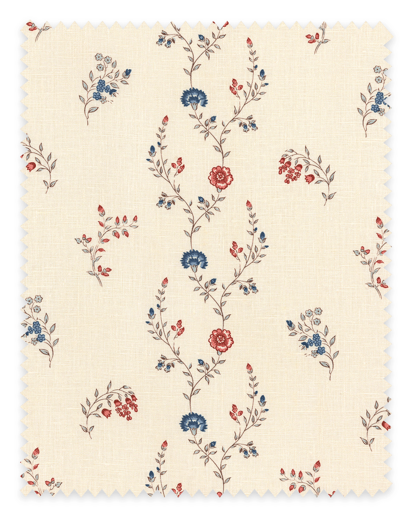 Indienne Vine Fabric ~ Ruby / Indigo