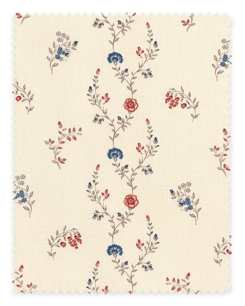 Indienne Vine Fabric ~ Ruby / Indigo