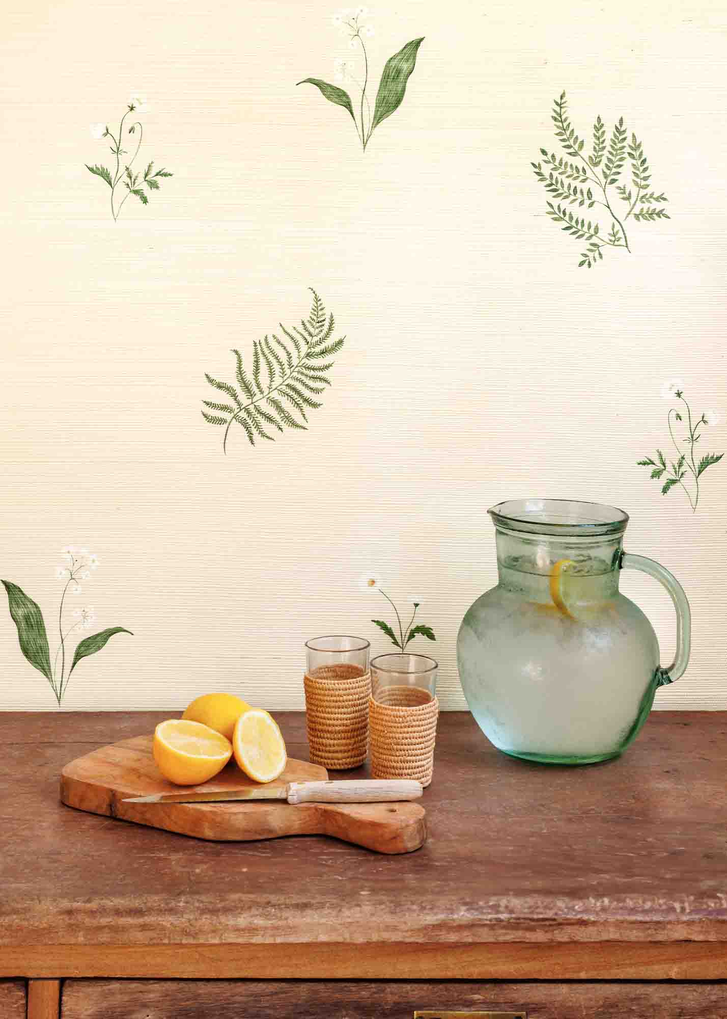 Herbarium Forest Grasscloth Wallpaper ~ Ivory