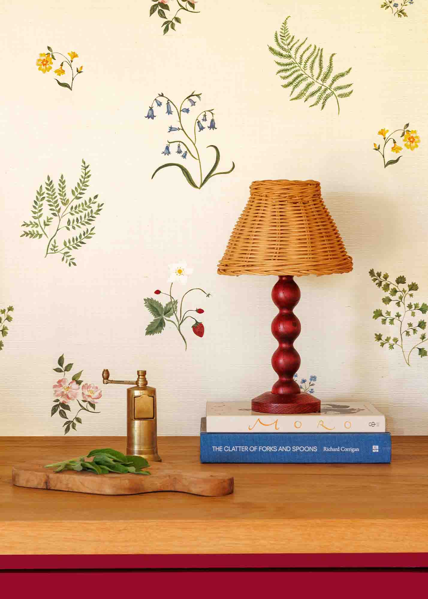 Herbarium Wildflower Grasscloth Wallpaper ~ Ivory