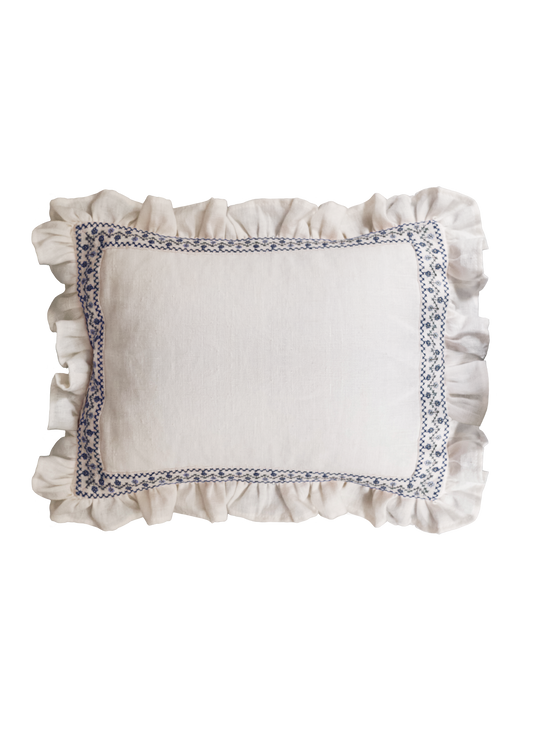 Natalia Frill Cushion ~ Cornflower