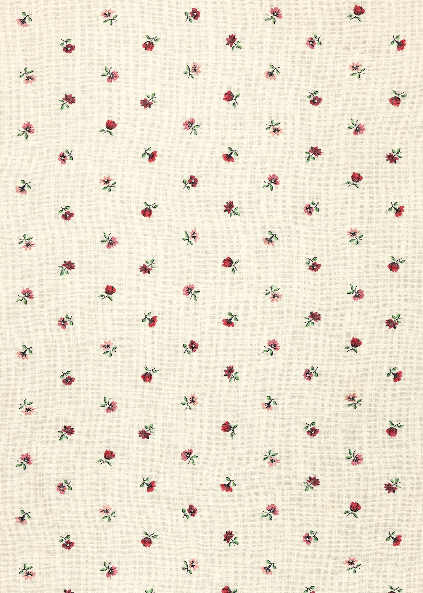 Petites Fleurs Linen Fabric ~ Berry