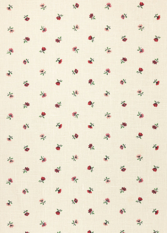 Petites Fleurs Linen Fabric ~ Berry