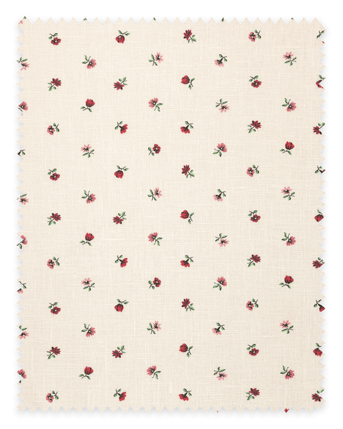 Petites Fleurs Linen Fabric ~ Berry